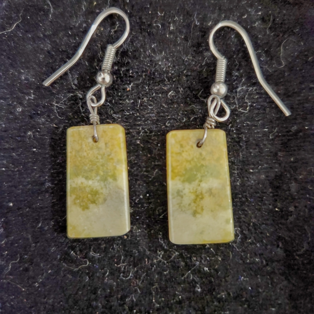Navajo serpentine slab earrings sterling metal